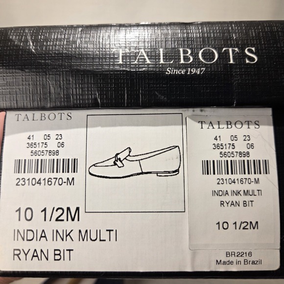 Talbots India Ink Blue Floral Flats Women's 10.5 M Brass Bit Loafers Leather NEW - Picture 8 of 8